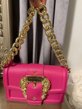 Versace Jeans Collection Pink Mini Shoulder Bag with Gold Chain